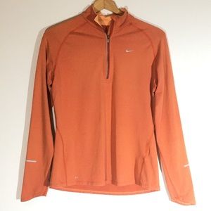 Nike Dri Fit Orange 1/4 Zip Pullover Large